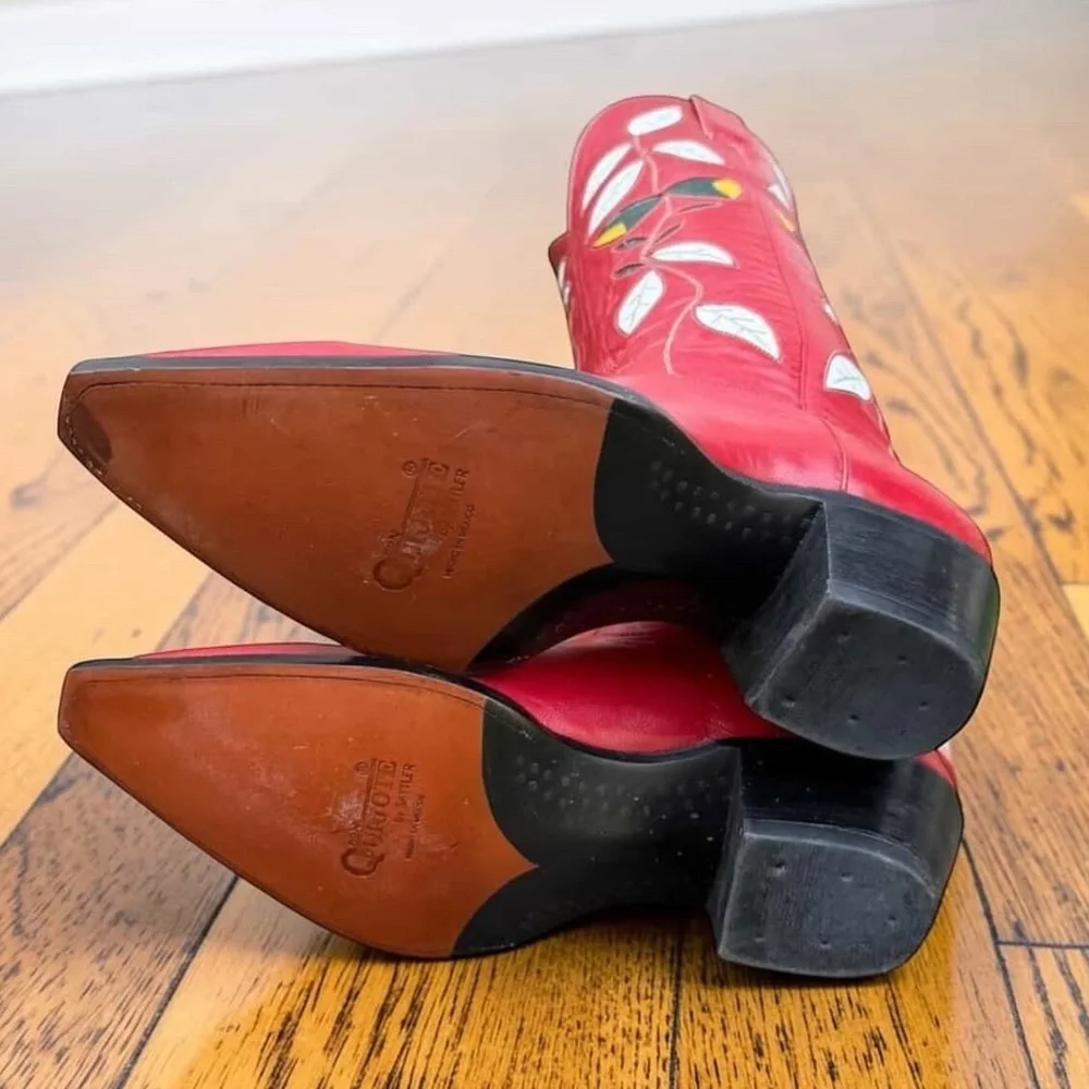 1990s Don Quijote Inlay Boots — Women’s 7.5 M Vintage Cowboy Cowgirl Boots - Picture 5 of 6